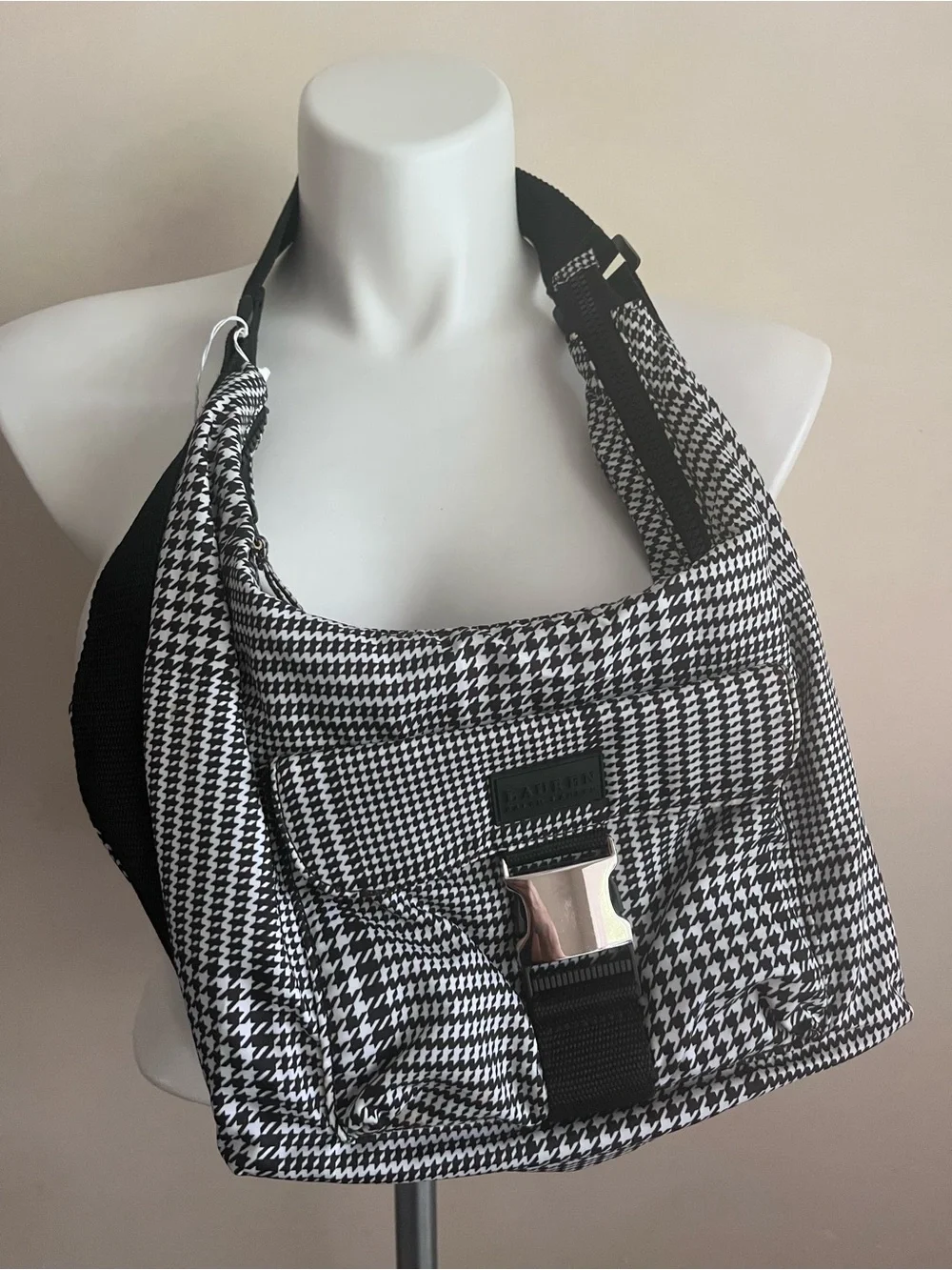 Vintage Y2K Ralph Lauren Houndstooth Hobo Black/White